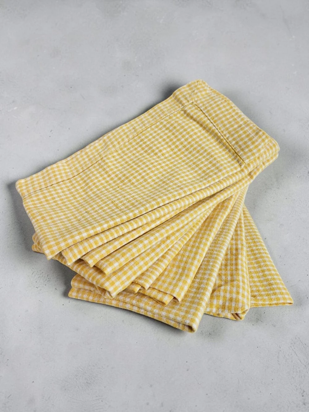 Yellow White Gingham Cloth Napkins Set of 10 16x17 Checkered Cottagecore Dining!